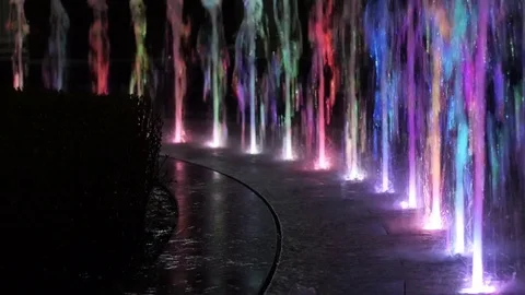Colored night fountain Stock Footage 74064514