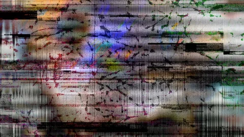 Colored Noise Digital Grunge Glitch Video Damage Scratch Video stock 99377635