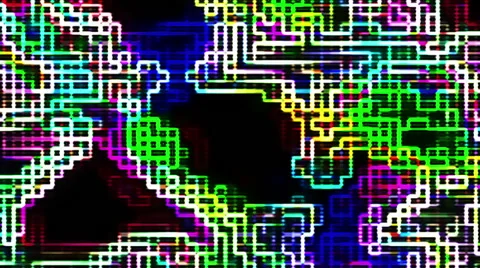 Colored Noise Grunge Psychedelic Digital Illuminated Grids Loop Background Stock Footage 62866631