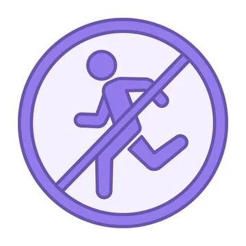 Colored Not Allowed Icon. Vector Illustration. Prohibition Sign, No Running.. Stock Illustration