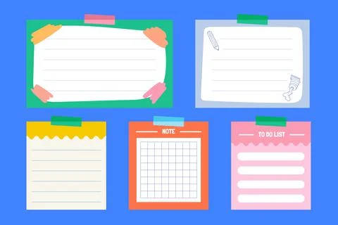 Colored Note and Sticker Papers Stock Illustration