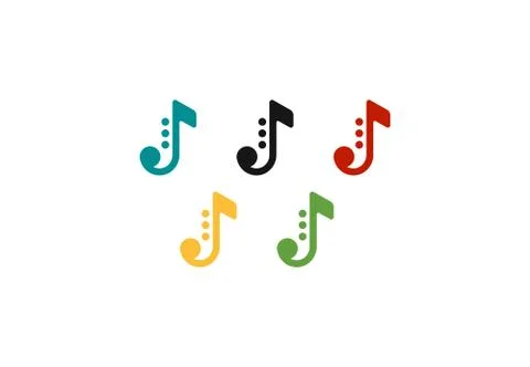 Colored note icons as olimpic rings. Music symbols. Vector illustration Stock Illustration