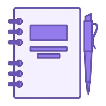 Colored Notebook Icon. Vector Icon. Notepad and Pen. Paper Notebook, Statio.. Иллюстрация