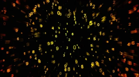 Colored Numbers Moving Back And Forth On Black Background With Echo Effect. Stock Footage 66521173