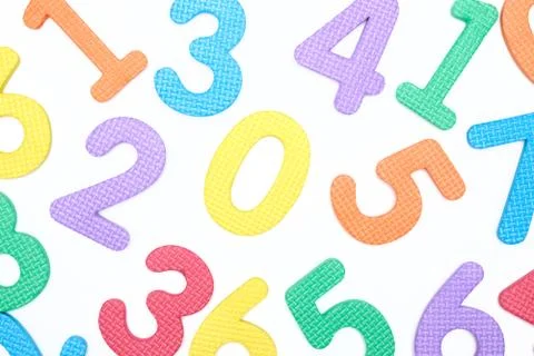 Colored numbers on white background. the concept of the school. the child lea Stock Photos