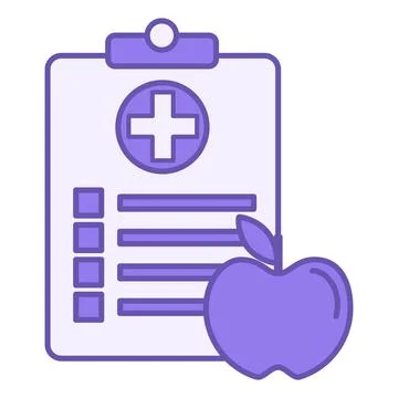 Colored Nutrition Icon. Vector Icon of List of Useful Products. Medical and.. Illustrazione stock