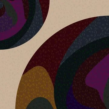 Colored objects in sectors of circles on a beige background. Ilustración de archivo