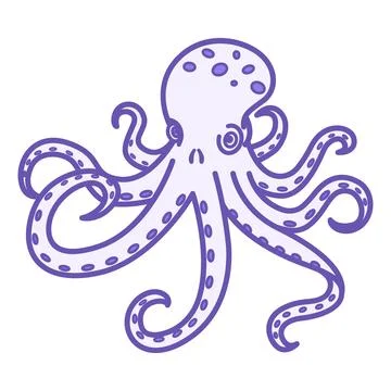 Colored Octopus Icon. Vector Illustration. Mollusk, Octopus. Funny Octopus .. 스톡 일러스트