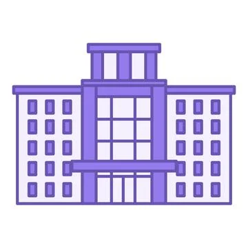 Colored Office Building Icon. Vector Icon. Modern Building, Architecture. F.. Ilustración de archivo