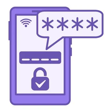 Colored One Time Password Icon. Vector Illustration. Mobile Phone, Secret C.. イラスト素材