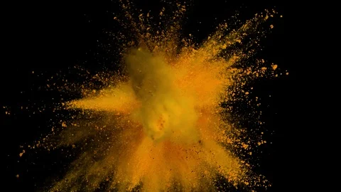 Colored orange powder explosion, abstract close up dust Stock Footage 122819417