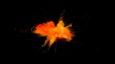 Colored orange powder explosion, abstract close up dust 스톡 동영상 122822731