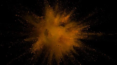 Colored orange powder explosion, abstract close up dust Stock Footage 122824294