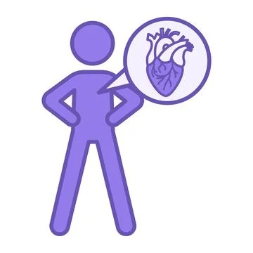 Colored Organ Icon. Vector Illustration. Human and Heart. Muscular Organ fo.. Stock Illustration