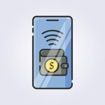 Colored outline digital wallet icon logo vector illustration design Stock Illustration