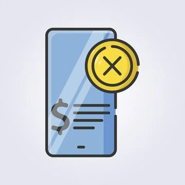 Colored outline online failed payment icon logo vector illustration design Stock Illustration