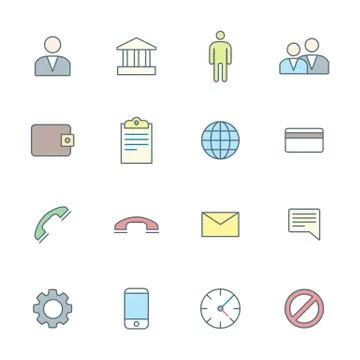 Colored outline various social network icons set. Stock Illustration