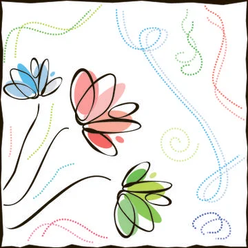 Colored outlines of flowers Stock Illustration