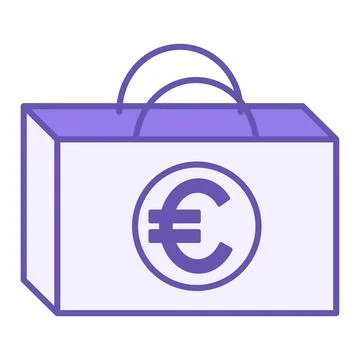 Colored Package Icon. Vector Icon. Gift Bag with Euro Sign. Shopping Bag. P.. Stock Illustration