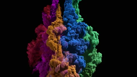 Colored Paint Spills Onto Clear Liquid, Spreads and Swirls When Dropped into Stock Footage 145928124