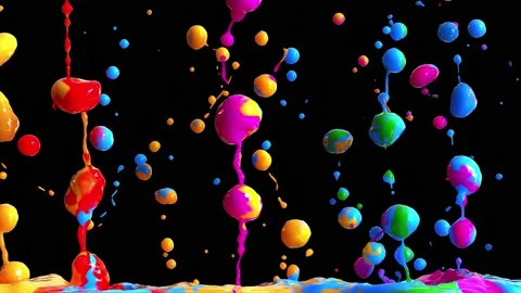 Colored paint splashes with alpha channel isolated on black background. 3d Stock Footage 156030746