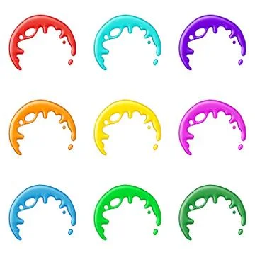 Colored paint splashes collection, isolated on white background Stock Illustration