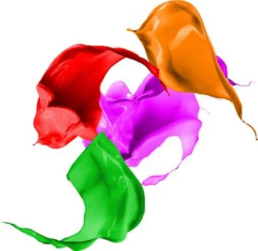 Colored paint splashes isolated on white background Illustrazione stock