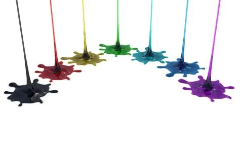 Colored paint splashes isolated on white background Stock Illustration