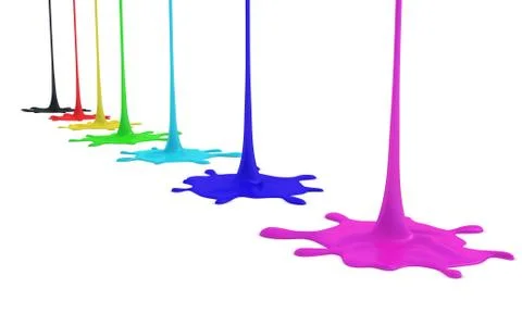 Colored paint splashes isolated on white background Stock Illustration