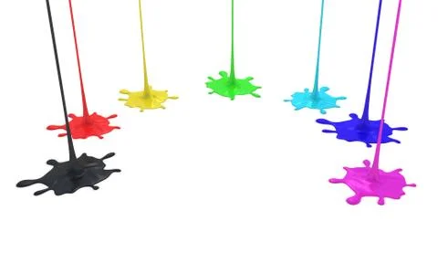 Colored paint splashes isolated on white background Stock Illustration
