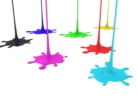 Colored paint splashes isolated on white background Stock Illustration