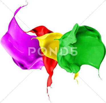 Colored paint splashes isolated on white background Stock Photos