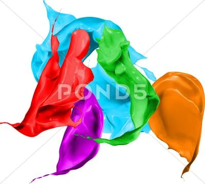 Colored paint splashes isolated on white background Stock Photos