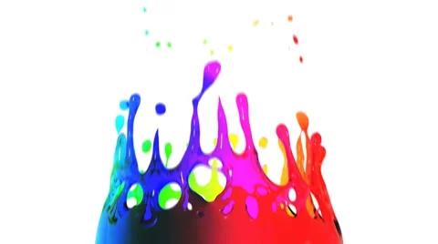 Colored paint splashes in slow motion. HD 1080. Stock Footage 2874344