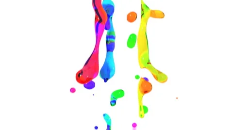 Colored paint splashes in slow motion. HD 1080. Stock Footage 2874348