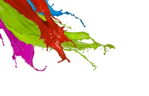 Colored paint splashes on white background Stock Illustration