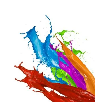 Colored paint splashes on white background Stock Illustration