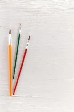 Colored paintbrushes Stock Photos