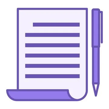 Colored Paper and Pen Icon. Vector Icon. Stationery, School Tools. School, .. Stock Illustration
