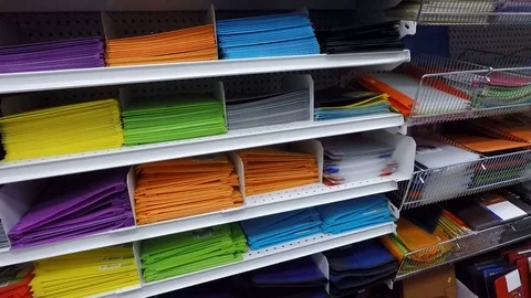 Colored paper binders and office stationary Stock Footage 72839800