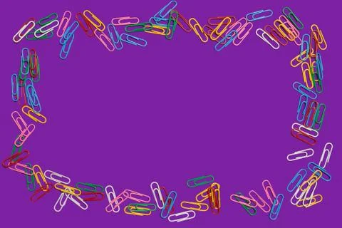 Colored paper clips in a frame shape Stock Photos