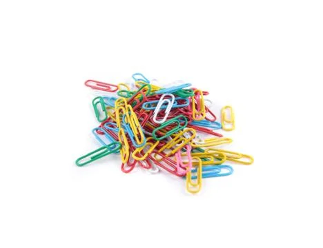 Colored paper clips isolated on white Stock Photos