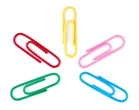Colored paper clips Stock Photos