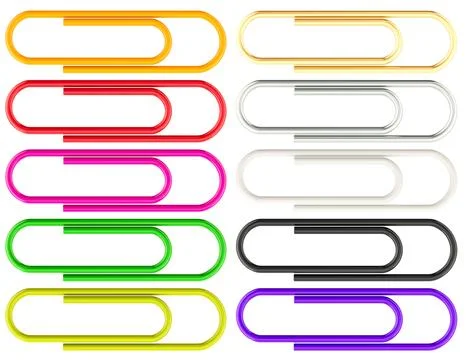 Colored Paper Clips with PVC Coated, 3D rendering Stock Illustration