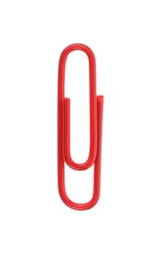Colored paper clips on white background Photos