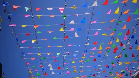 Colored paper that hung blown by the wind. Stockbeeldmateriaal 87277221