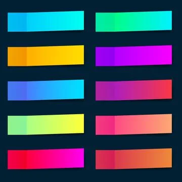 Colored paper stickers set with different designs on a transparent background Stock Illustration