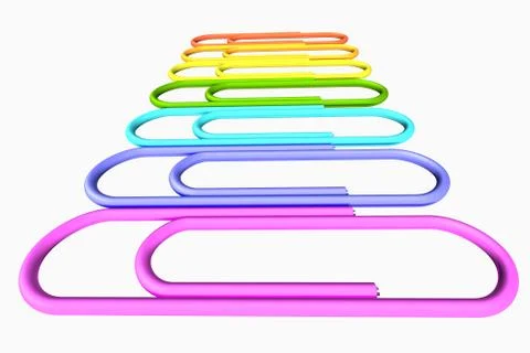 Colored paperclips row close-up perspective view Stock Illustration