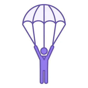 Colored Parachute Icon. Vector Icon of a Man with an Opened Parachute. Skyd.. Illustrazione stock