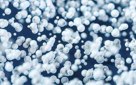 Colored particles with blue background, 3d rendering. Stock Illustration